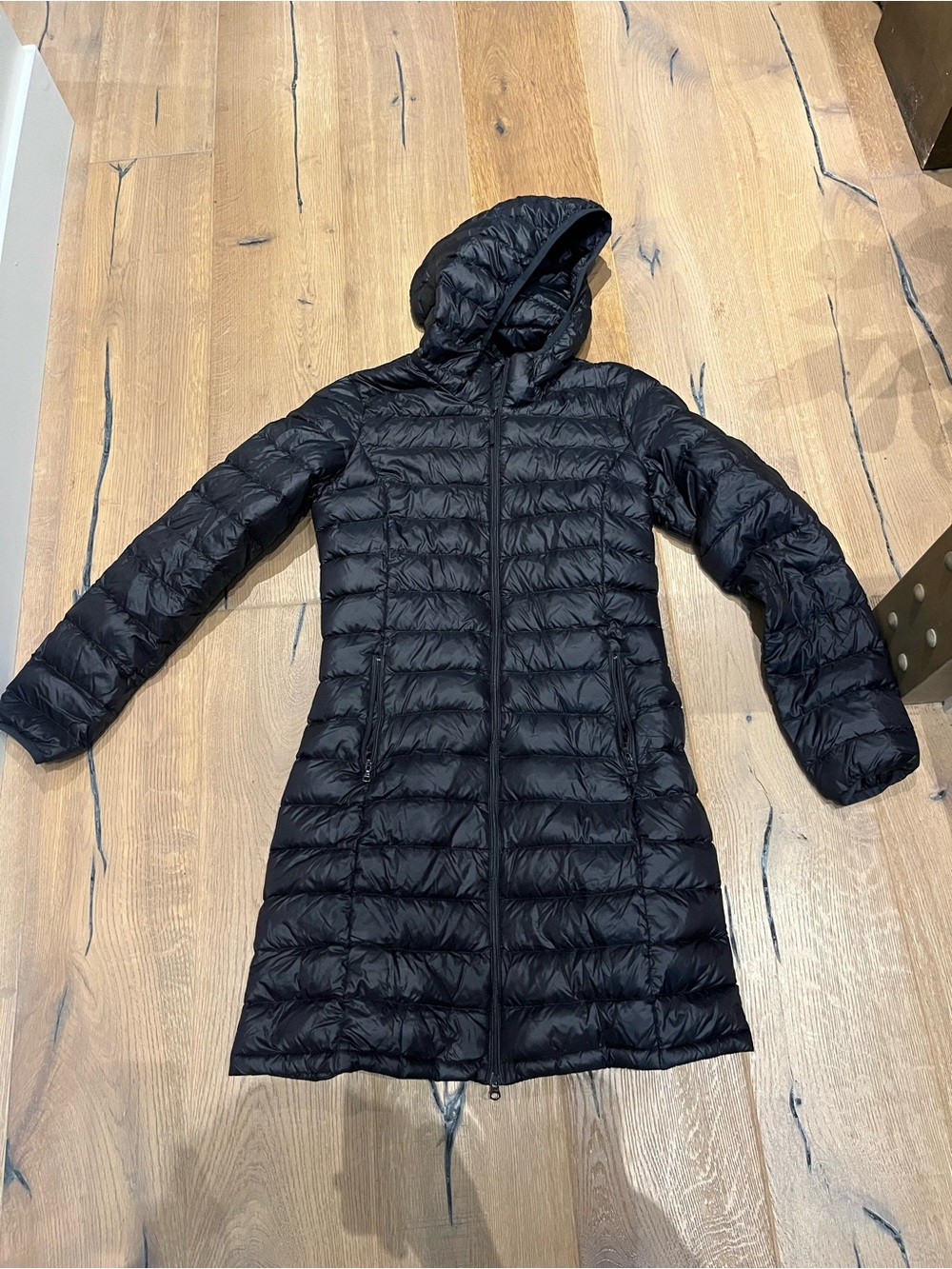 TNA Women's Black Long Hooded Puffer Coat